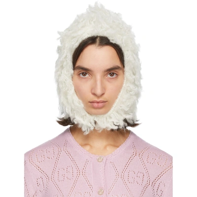 Shop Gucci Off-white Cloudy Fluffy Beanie In 9200 Ivory