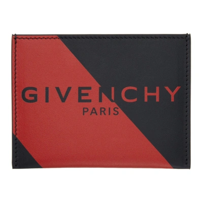 Shop Givenchy Black And Red Logo Card Holder In 009-black/r