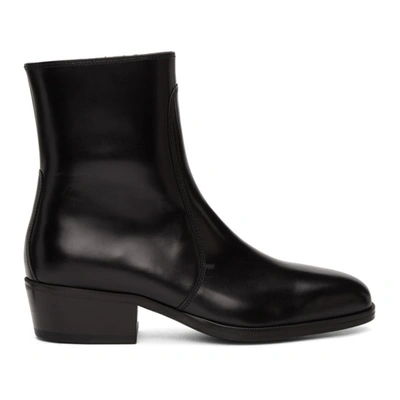 Shop Lemaire Black Leather Zipped Boots In 999 Black