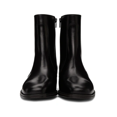 Shop Lemaire Black Leather Zipped Boots In 999 Black