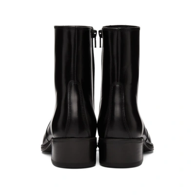 Shop Lemaire Black Leather Zipped Boots In 999 Black