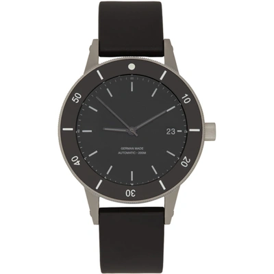 Shop Instrmnt Silver And Black Rubber Dive Watch