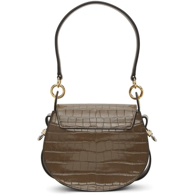 Shop Chloé Chloe Khaki Croc Small Tess Bag In 23q Armgrn