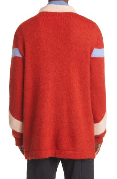 Shop Kiko Kostadinov Nolan Intarsia Mohair Blend Sweater In Red Clay