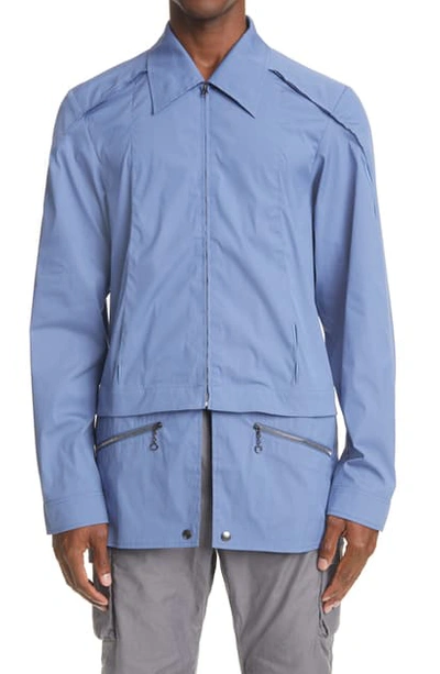 Shop Kiko Kostadinov Marcel Convertible Zip Shirt Jacket In Stellar Blue