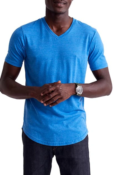 Shop Goodlife Scallop V-neck T-shirt In Strong Blue