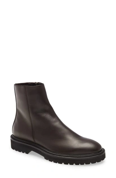 Shop Aquatalia Zip Boot In Dark Brown Leather