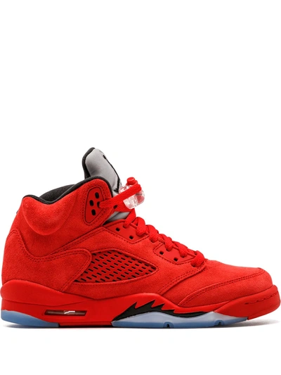 Shop Nike Air Jordan 5 Retro Bg "red Suede" Sneakers