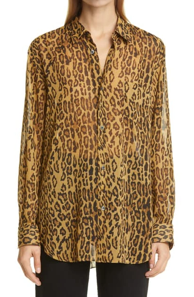 Shop Junya Watanabe Animal Print Voile Shirt In Leopard Pattern