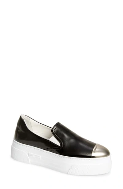 Shop Miu Miu Platform Slip-on Sneaker In Black