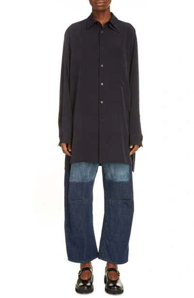 Shop Y's Layered Collar High/low Shirt In Black