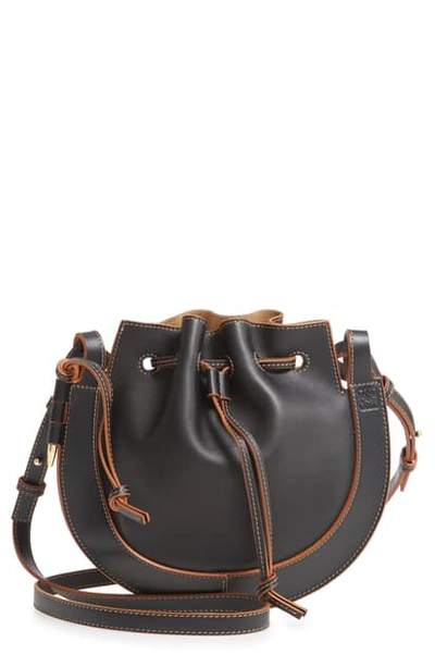 Shop Loewe Small Horseshoe Leather Crossbody Bag In Black