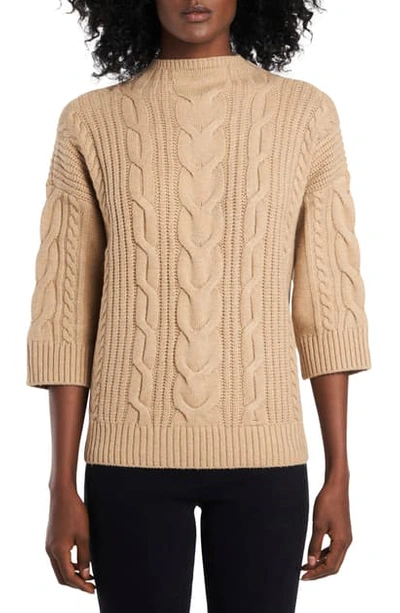 Shop Vince Camuto Cable Stitch Sweater In Latte Heather