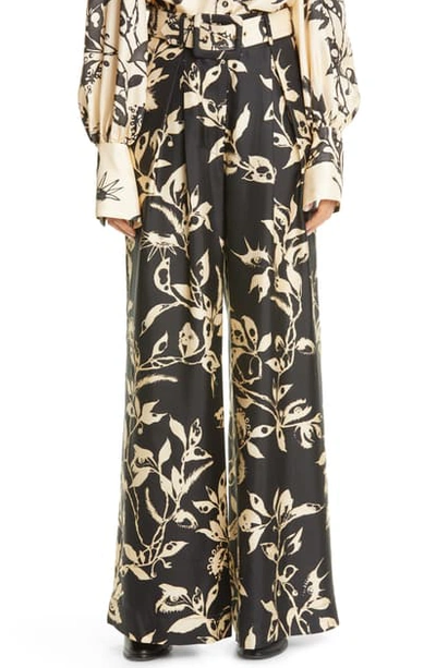 Shop Zimmermann Ladybeetle Eye Print Silk Wide Leg Pants In Black Eye Print