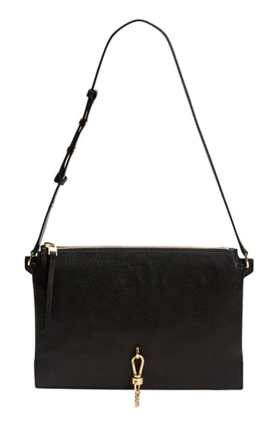 Shop Allsaints Sheringham Leather Shoulder Bag In Black