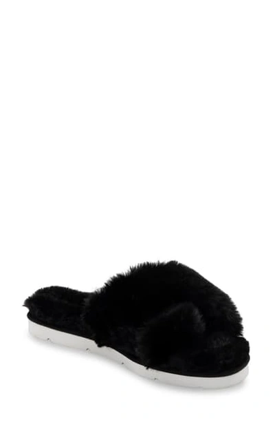 Shop Dolce Vita Pillar Faux Fur Slide Sandal In Black Faux Fur