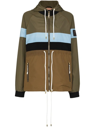 P.E NATION COLOUR-BLOCK PANELLED HOODED JACKET 