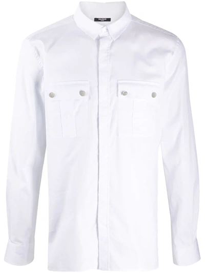 Shop Balmain Flap Pocket-detail Shirt In White