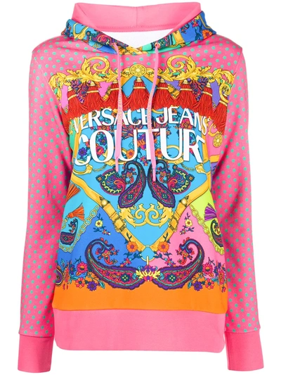 Shop Versace Jeans Couture Paisley Fantasy Print Hoodie In Pink