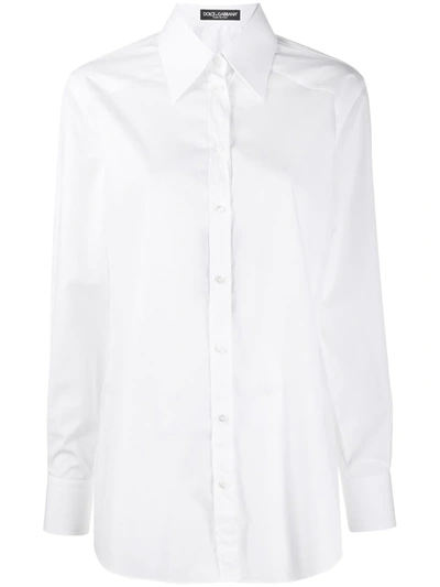 Shop Dolce & Gabbana Pointed Collar Buttoned Shirt In White