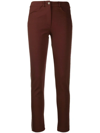 Shop D-exterior Side-stripe Skinny-fit Trousers In Black