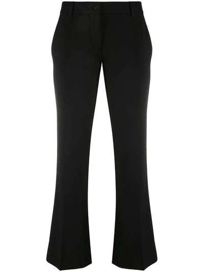 Shop Alberto Biani Stretch-wool Kick-flare Trousers In Black