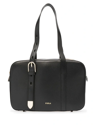 Shop Furla Medium Leather Tote Bag In Black