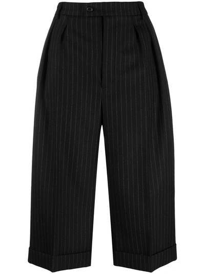 Shop Saint Laurent Pinstripe Tailored Shorts In Black