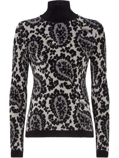 Shop Fendi Paisley Pattern Turtleneck Jumper In Grey