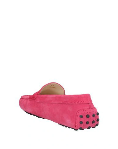 Shop Tod's Woman Loafers Fuchsia Size 7.5 Soft Leather In Pink