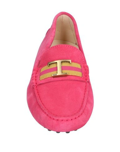 Shop Tod's Woman Loafers Fuchsia Size 7.5 Soft Leather In Pink