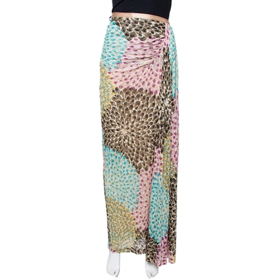 Pre-owned Missoni Multicolor Lurex Knit Draped Maxi Skirt M