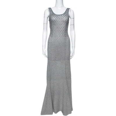 Pre-owned Missoni Silver Metallic Knit & Cashmere Sleeveless Maxi Dress S