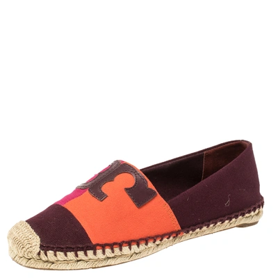 Pre-owned Tory Burch Multicolor Canvas Weston Espadrilles Flats Size 36.5