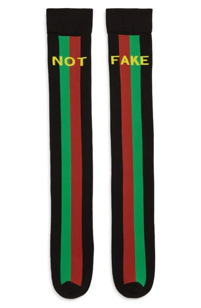 Shop Gucci Fake/not Socks In Black/ Yellow