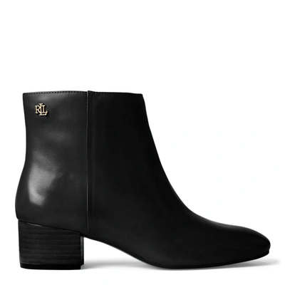 Shop Lauren Ralph Lauren Welford Ii Leather Bootie In Black/black