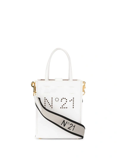 Shop N°21 Perforated Logo Tote In White