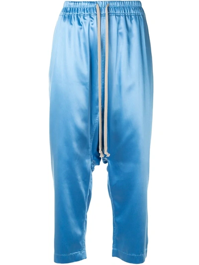 Shop Rick Owens Drop-crotch Cropped Trousers In Blue