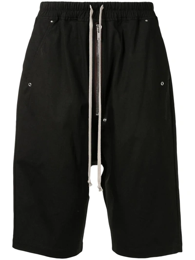 Shop Rick Owens Dropped-crotch Knee-length Shorts In Black