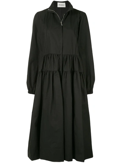 Shop Molly Goddard High-neck Flared Coat In Black