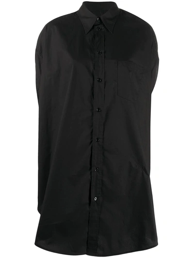 Shop Mm6 Maison Margiela Oversized Front Button Shirt In Black