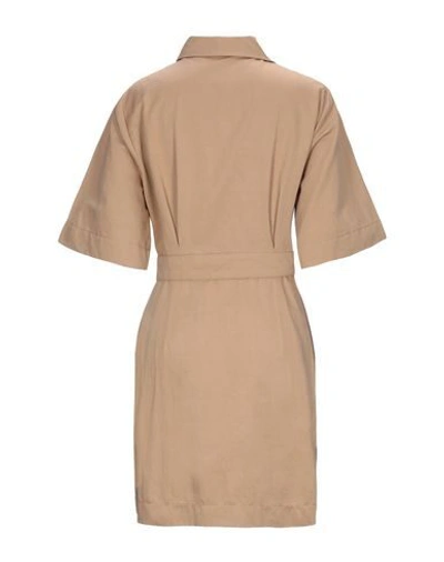 Shop Pinko Woman Short Dress Sand Size 6 Cotton, Linen In Beige
