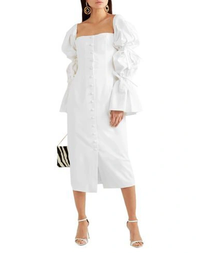 Shop Sara Battaglia Midi Dress In White