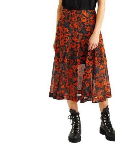 Shop Mcq By Alexander Mcqueen Mcq Alexander Mcqueen Woman Midi Skirt Orange Size 4 Silk