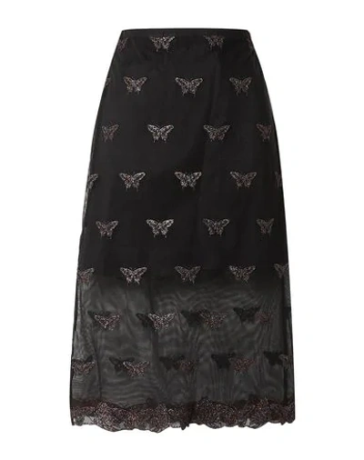 Shop Fleur Du Mal Woman Midi Skirt Black Size 8 Cotton, Polyester