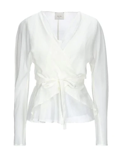 Shop Alysi Woman Blouse White Size 2 Cotton, Silk