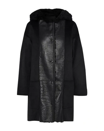 Shop Yves Salomon Coat In Black
