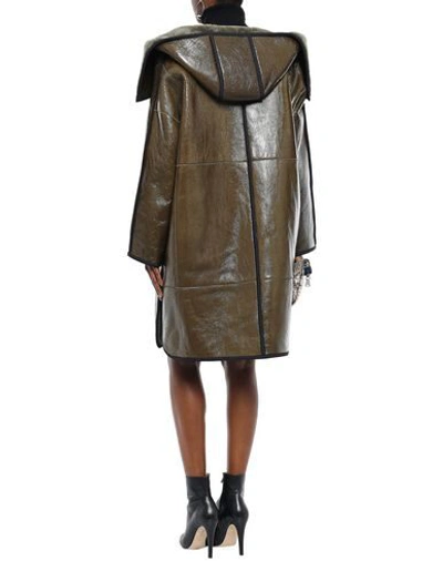 Shop Yves Salomon Coat In Military Green