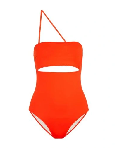 Shop Rudi Gernreich Woman One-piece Swimsuit Orange Size S Polyamide, Elastane