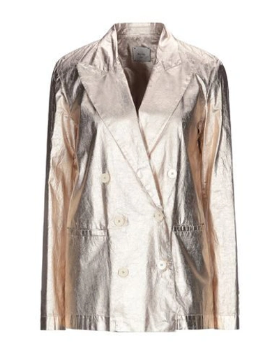 Shop Alysi Woman Suit Jacket Gold Size 4 Cotton, Polyurethane